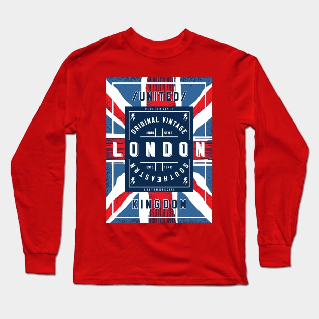 London abstract flag UK Long Sleeve T-Shirt by Mako Design 